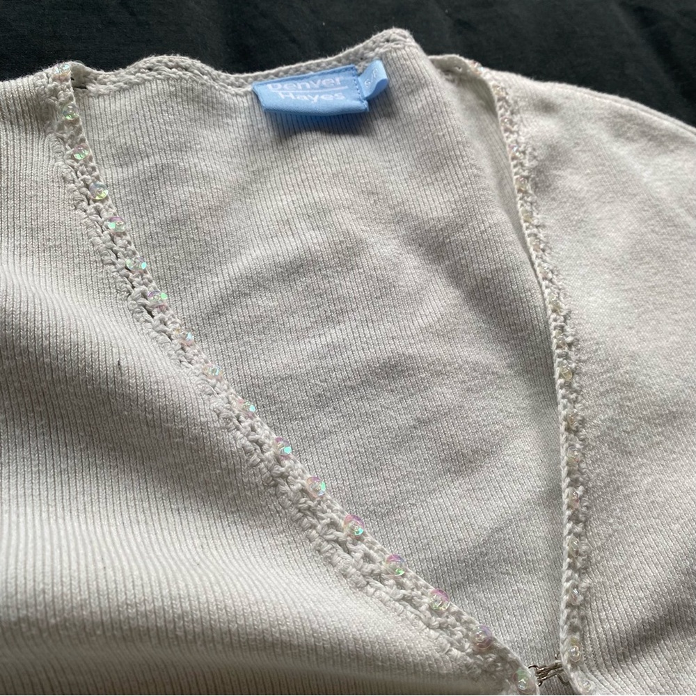 Denver Hayes Cream V-Neck Open Front Cardigan - Picture 5 of 9